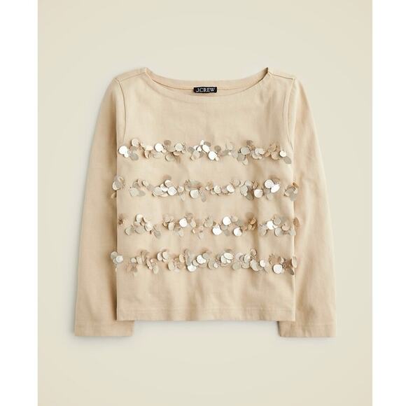 J. Crew Mariner Jersey Long-Sleeve T-Shirt Embellishment Light Khaki S NWT - Picture 1 of 12